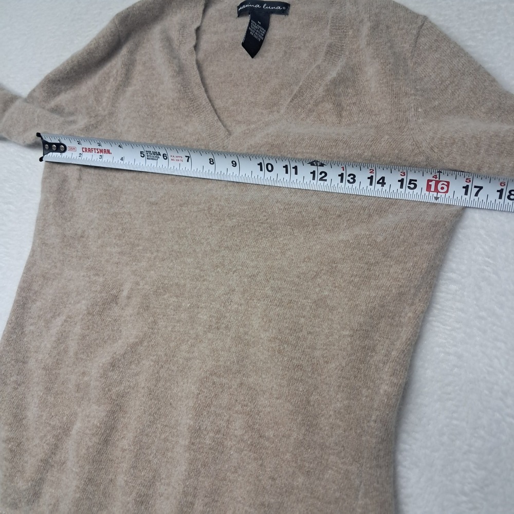 Marina Luna Sweater Womens Medium Tan Angora Rabbit Hair Blend Quiet Luxury View 6